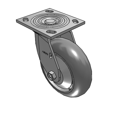 4 Series 2 Inch Wide Top Plate Swivel Caster with 6 x 2 Performa Rubber (Round) Wheel