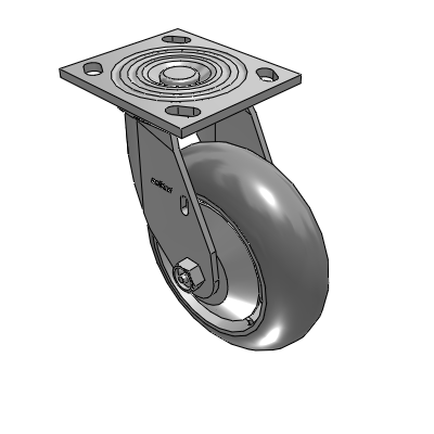 4 Series 2 Inch Wide Top Plate Swivel Caster with 6 x 2 Performa Rubber (Round) Wheel