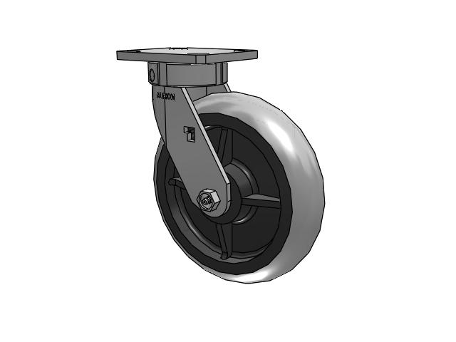 120 Series Top Plate Swivel Caster with 8 x 2 Grey Tread on Grey Core XP - X-treme Plus Solid Polyurethane Wheel
