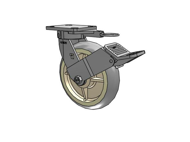 120 Series Top Plate Swivel Caster with 8 x 2 Grey Tread on Grey Core XR - X-tra Soft Rubber (Round) - Prevenz Antimicrobial Wheel and Stainless Steel Face Brake