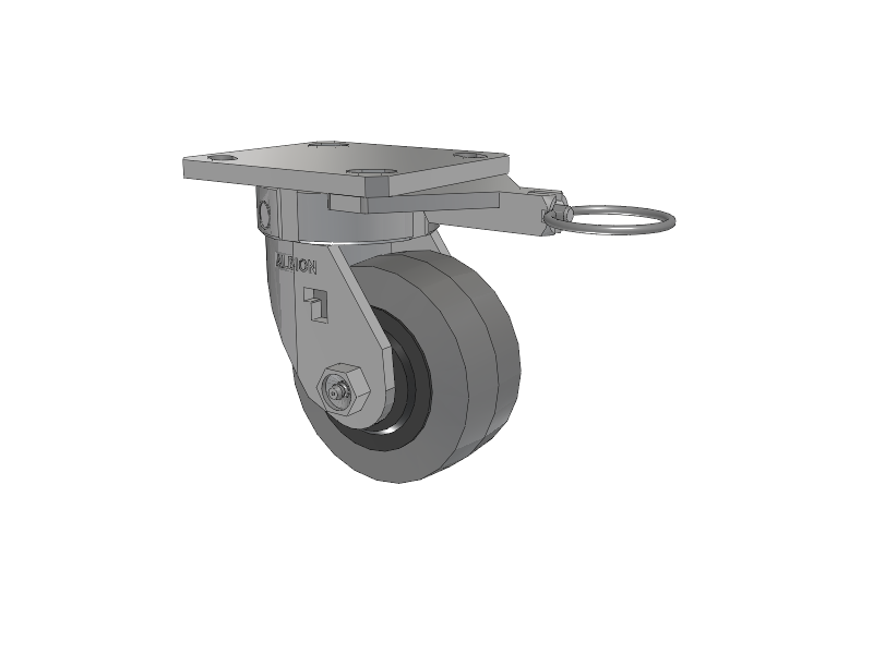120 Series Top Plate Swivel Caster with 4 x 2 Grey Tread on Grey Core XS - Performa X-tra Soft Rubber (Flat) - Prevenz Antimicrobial Wheel