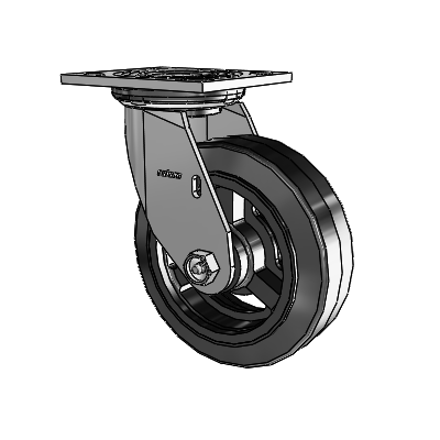 4 Series 2 Inch Wide Top Plate Swivel Caster with 6 x 2 MR - Moldon Rubber (Cast Iron Core) Wheel