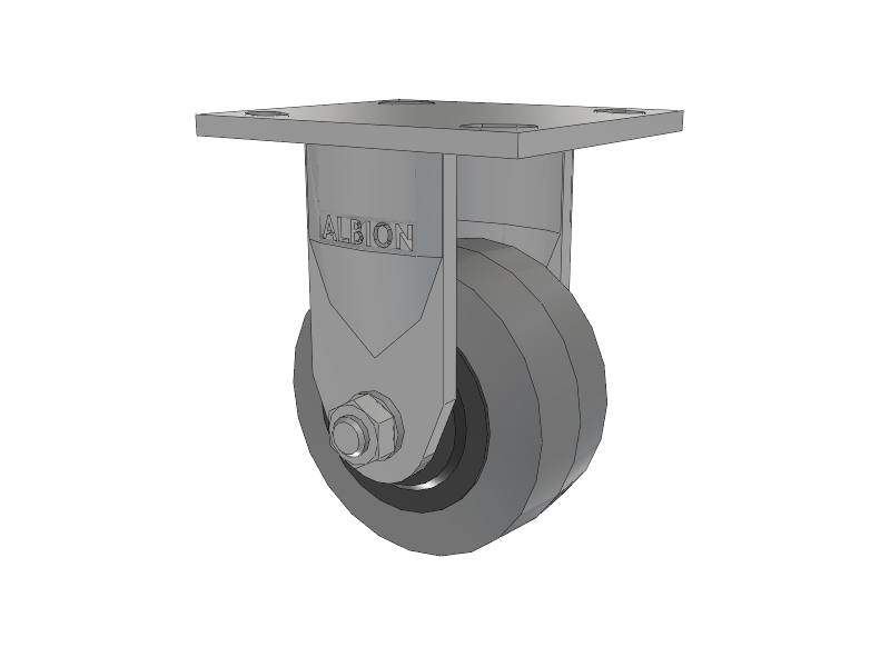 120 Series Top Plate Rigid Caster with 4 x 2 Grey Tread on Grey Core XS - Performa X-tra Soft Rubber (Flat) - Prevenz Antimicrobial Wheel