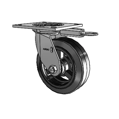 4 Series 2 Inch Wide Top Plate Swivel Caster with 6 x 2 MR - Moldon Rubber (Cast Iron Core) Wheel