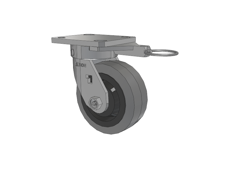 120 Series Top Plate Swivel Caster with 5 x 2 Grey Tread on Grey Core XS - Performa X-tra Soft Rubber (Flat) - Prevenz Antimicrobial Wheel