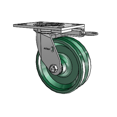 4 Series 2 Inch Wide Top Plate Swivel Caster with 6 x 2 V-Groove Wheel