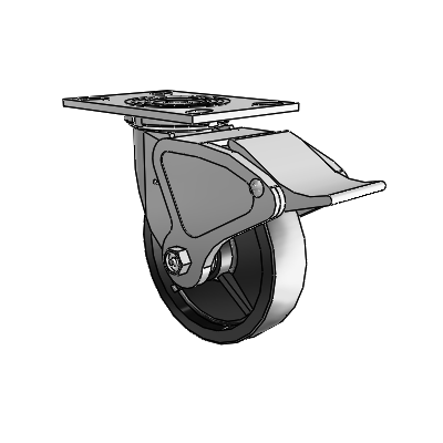 4 Series 1 1/2" Casters Top Plate Swivel Zinc with 6 x 1.5 Polyolefin Wheel and Total Lock Brake