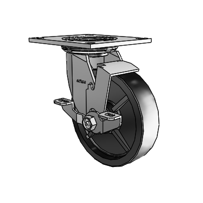4 Series 1 1/2" Casters Top Plate Swivel Zinc with 6 x 1.5 Polyolefin Wheel and Top Lock Brake