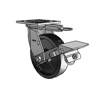 4 Series 1 1/2" Casters Top Plate Swivel Zinc with 6 x 1.5 Polyolefin Wheel and Tread Lock Brake