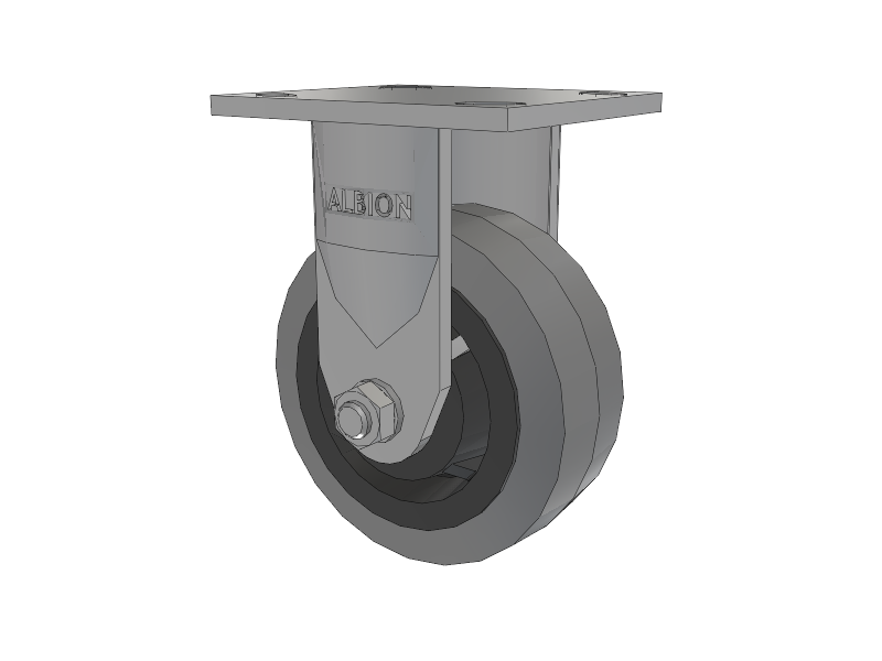 120 Series Top Plate Rigid Caster with 5 x 2 Grey Tread on Grey Core XS - Performa X-tra Soft Rubber (Flat) - Prevenz Antimicrobial Wheel
