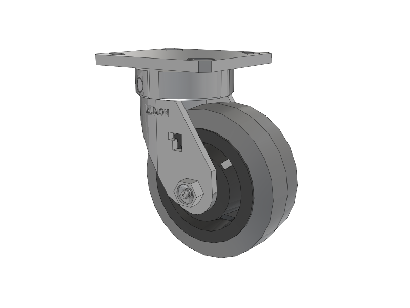 120 Series Top Plate Swivel Caster with 5 x 2 Grey Tread on Grey Core XS - Performa X-tra Soft Rubber (Flat) - Prevenz Antimicrobial Wheel