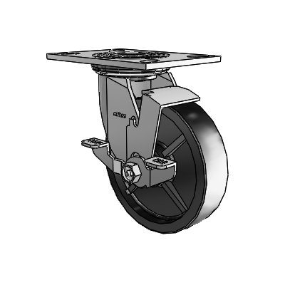 4 Series 1 1/2" Casters Top Plate Swivel Zinc with 6 x 1.5 Polyolefin Wheel and Top Lock Brake