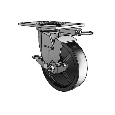 4 Series 1 1/2" Casters Top Plate Swivel Zinc with 6 x 1.5 Polyolefin Wheel and Top Lock Brake