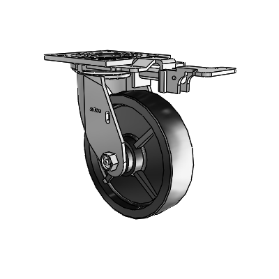 4 roulettes de la série 1 de 1 1/2", à plaque supérieure pivotante en zinc, avec roue en polyoléfine de 6 x 1,5