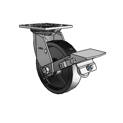4 Series 1 1/2" Casters Top Plate Swivel Zinc with 6 x 1.5 Polyolefin Wheel and Tread Lock Brake