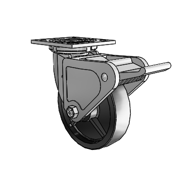 4 Series 1 1/2" Casters Top Plate Swivel Zinc with 6 x 1.5 Polyolefin Wheel and Tech Lock Brake