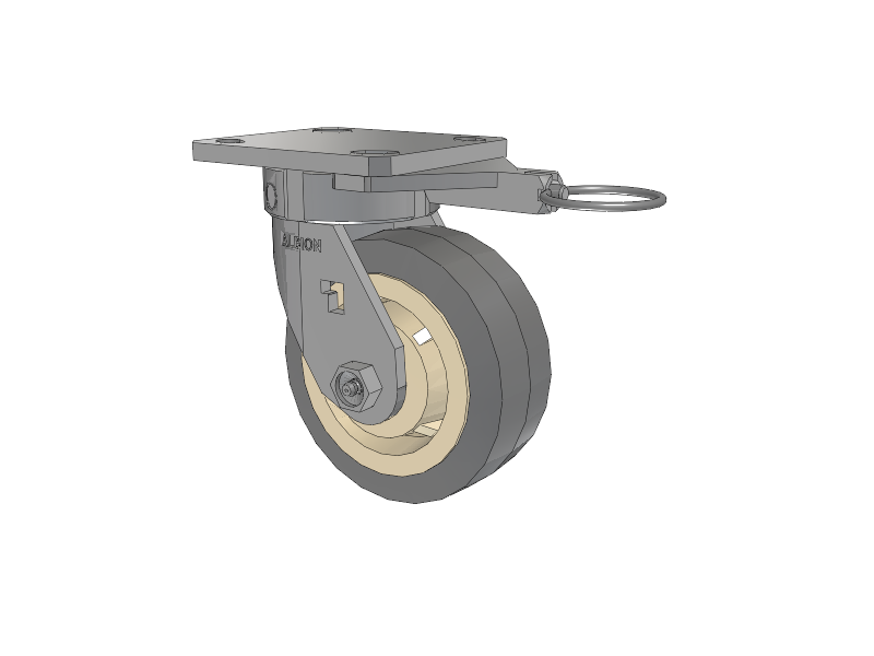 120 Series Top Plate Swivel Caster with 5 x 2 Grey Tread on Grey Core XS - X-tra Soft Rubber (Flat) - Prevenz Antimicrobial Wheel