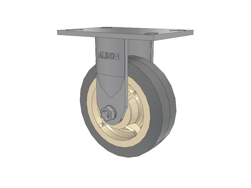 120 Series Top Plate Rigid Caster with 6 x 2 Grey Tread on Grey Core XS - X-tra Soft Rubber (Flat) - Prevenz Antimicrobial Wheel