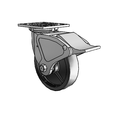 4 Series 1 1/2" Casters Top Plate Swivel Zinc with 6 x 1.5 Polyolefin Wheel and Total Lock Brake