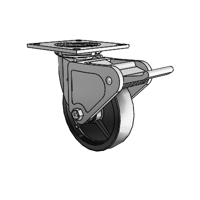4 Series 1 1/2" Casters Top Plate Swivel Zinc with 6 x 1.5 Polyolefin Wheel and Tech Lock Brake