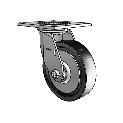 4 Series 1 1/2" Casters Top Plate Swivel Zinc with 6 x 1.5 Polyolefin Wheel