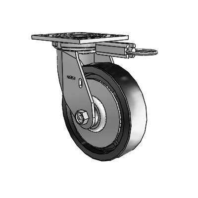 4 Series 1 1/2" Casters Top Plate Swivel Zinc with 6 x 1.5 Polyolefin Wheel