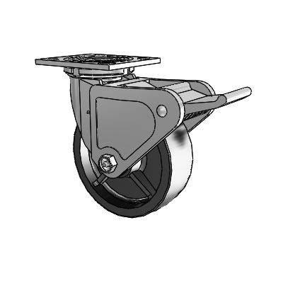 4 Series 2 Inch Wide Top Plate Swivel Caster with 6 x 2 Polyolefin Wheel and Tech Lock Brake