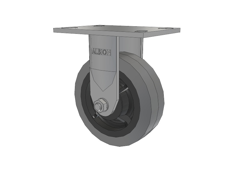 120 Series Top Plate Rigid Caster with 6 x 2 Grey Tread on Grey Core XS - Performa X-tra Soft Rubber (Flat) - Prevenz Antimicrobial Wheel