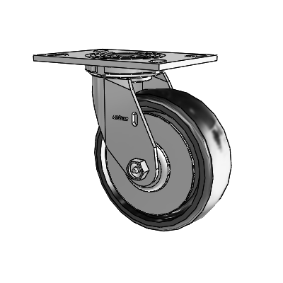4 Series 2 Inch Wide Top Plate Swivel Caster with 6 x 2 Endura Solid Elastomer Wheel