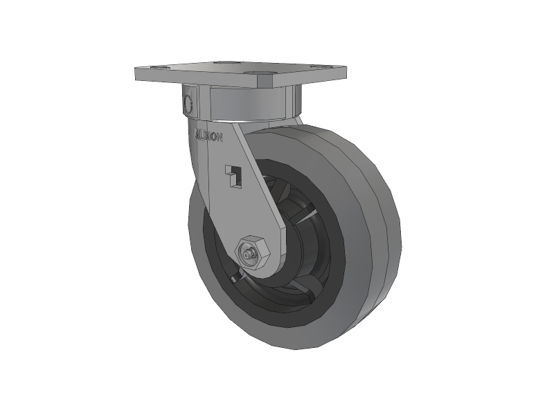 120 Series Top Plate Swivel Caster with 6 x 2 Grey Tread on Grey Core XS - Performa X-tra Soft Rubber (Flat) - Prevenz Antimicrobial Wheel