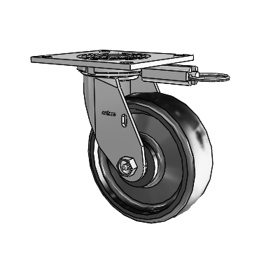 4 Series 2 Inch Wide Top Plate Swivel Caster with 6 x 2 Endura Solid Elastomer Wheel