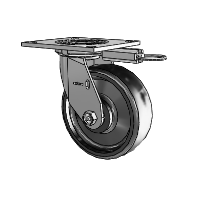 4 Series 2 Inch Wide Top Plate Swivel Caster with 6 x 2 Endura Solid Elastomer Wheel