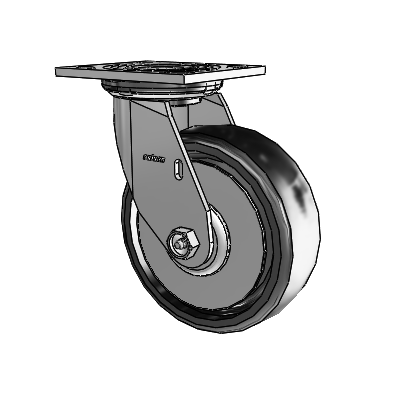 4 Series 2 Inch Wide Top Plate Swivel Caster with 6 x 2 Endura Solid Elastomer Wheel