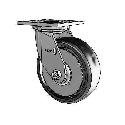 4 Series 2 Inch Wide Top Plate Swivel Caster with 6 x 2 Endura Solid Elastomer Wheel