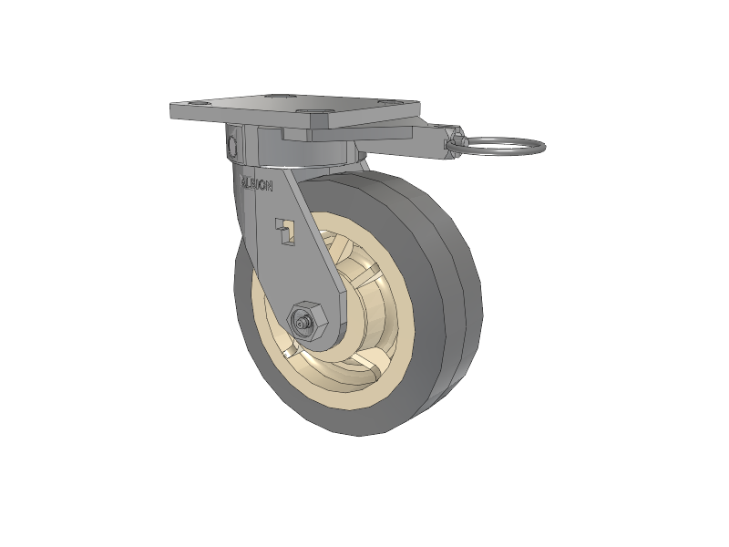 120 Series Top Plate Swivel Caster with 6 x 2 Grey Tread on Grey Core XS - X-tra Soft Rubber (Flat) - Prevenz Antimicrobial Wheel