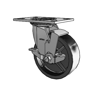 4 Series 2 Inch Wide Top Plate Swivel Caster with 6 x 2 Polyolefin Wheel and Top Lock Brake