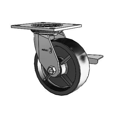 4 Series 2 Inch Wide Top Plate Swivel Caster with 6 x 2 Polyolefin Wheel and Side Lock Brake