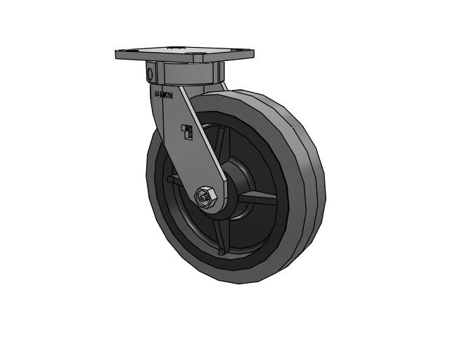 120 Series Top Plate Swivel Caster with 8 x 2 Grey Tread on Grey Core XS - Performa X-tra Soft Rubber (Flat) - Prevenz Antimicrobial Wheel