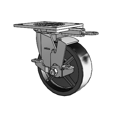 4 Series 2 Inch Wide Top Plate Swivel Caster with 6 x 2 Polyolefin Wheel and Top Lock Brake