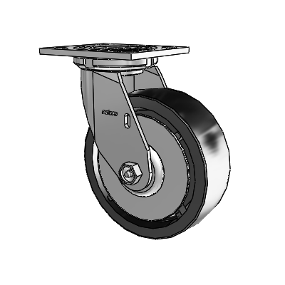 4 Series 2 Inch Wide Top Plate Swivel Caster with 6 x 2 Polyolefin Wheel