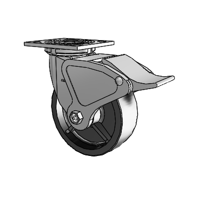 4 Series 2 Inch Wide Top Plate Swivel Caster with 6 x 2 Polyolefin Wheel and Total Lock Brake