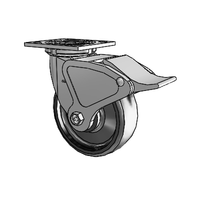 4 Series 2 Inch Wide Top Plate Swivel Caster with 6 x 2 Endura Solid Elastomer Wheel and Total Lock Brake