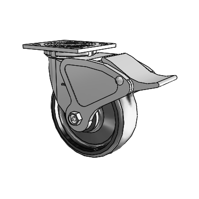 4 Series 2 Inch Wide Top Plate Swivel Caster with 6 x 2 Endura Solid Elastomer Wheel and Total Lock Brake