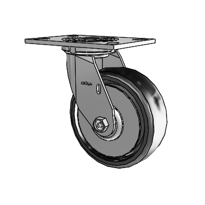 4 Series 2 Inch Wide Top Plate Swivel Caster with 6 x 2 Endura Solid Elastomer Wheel