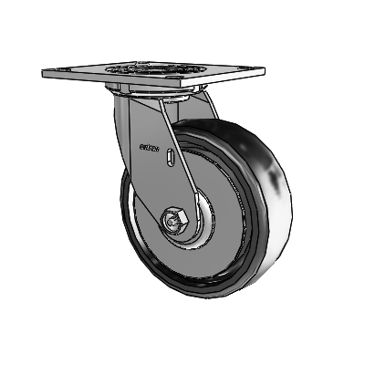 4 Series 2 Inch Wide Top Plate Swivel Caster with 6 x 2 Endura Solid Elastomer Wheel
