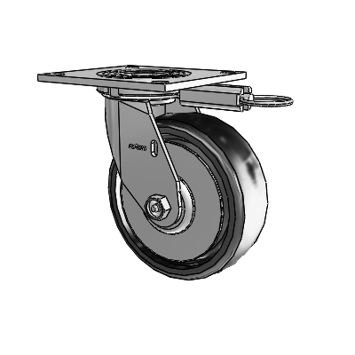 4 Series 2 Inch Wide Top Plate Swivel Caster with 6 x 2 Endura Solid Elastomer Wheel
