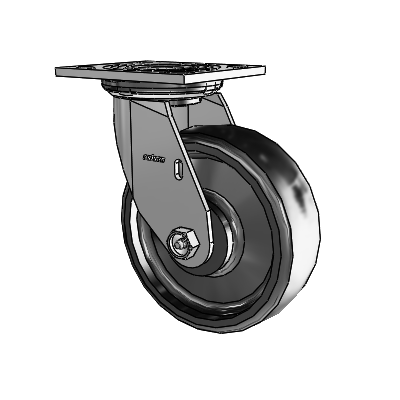 4 Series 2 Inch Wide Top Plate Swivel Caster with 6 x 2 Endura Solid Elastomer Wheel