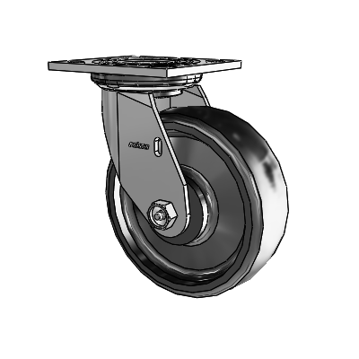 4 Series 2 Inch Wide Top Plate Swivel Caster with 6 x 2 Endura Solid Elastomer Wheel