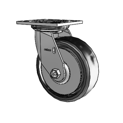 4 Series 2 Inch Wide Top Plate Swivel Caster with 6 x 2 Endura Solid Elastomer Wheel