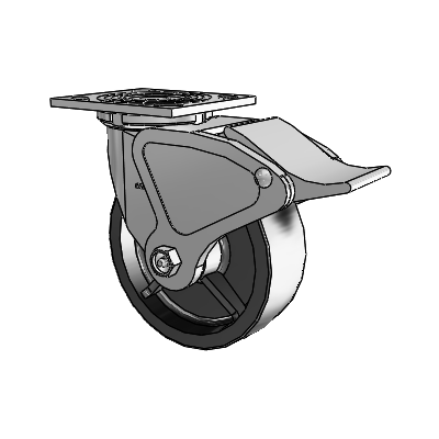 4 Series 2 Inch Wide Top Plate Swivel Caster with 6 x 2 Polyolefin Wheel and Total Lock Brake